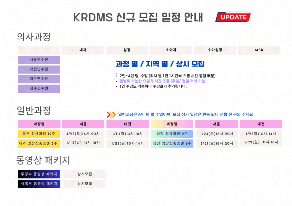 KRDMS 12월 모집 일정 안내